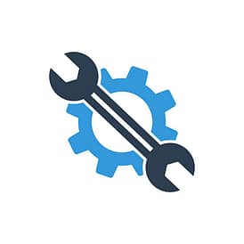 Service tool icon vector. This isolated flat gear symbol